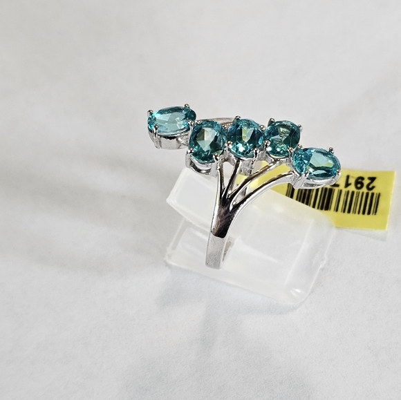 Genuine Paraiba Topaz in Platinum over Sterling Silver Sz 9! ✨️ NWT - Picture 5 of 13